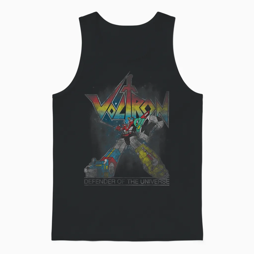 Voltron Retro Defender Rainbow Graphic Unisex Tank Top in Black