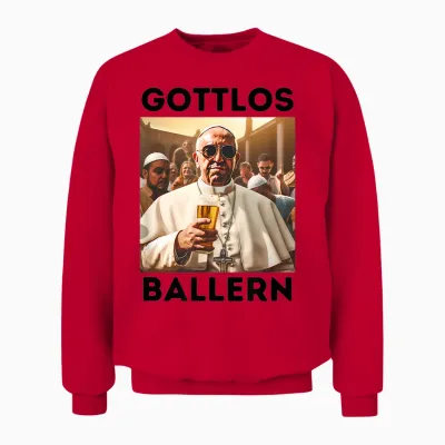 Gottlos Ballern Funny Pope Francis Five Beer Unisex Sweatshirt - Red
