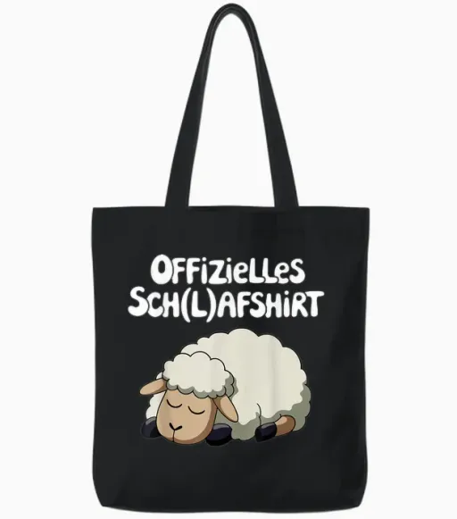 Official Sleep Shirt Sheep Pyjamas Nightdress Tote Bags in Black