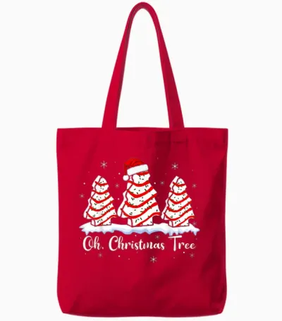 Groovy Oh Christmas Tree Cakes Debbie Beckey Jen Cake Lovers Tote Bags - Red