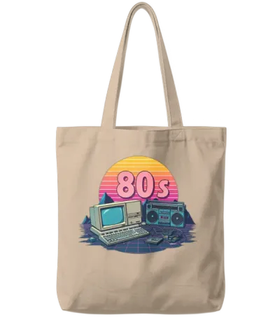 Retro 80s Tote Bags - Natural