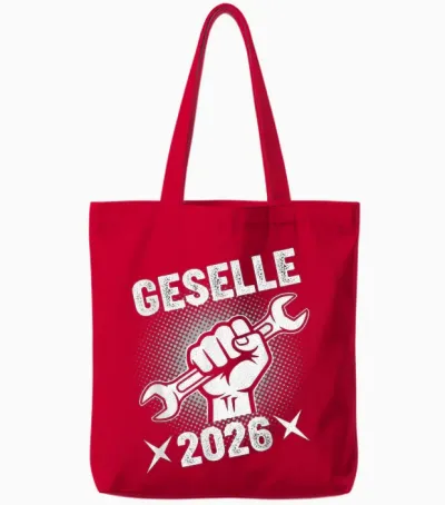 Geselle 2026 T-Shirt with German Text Tote Bags - Red