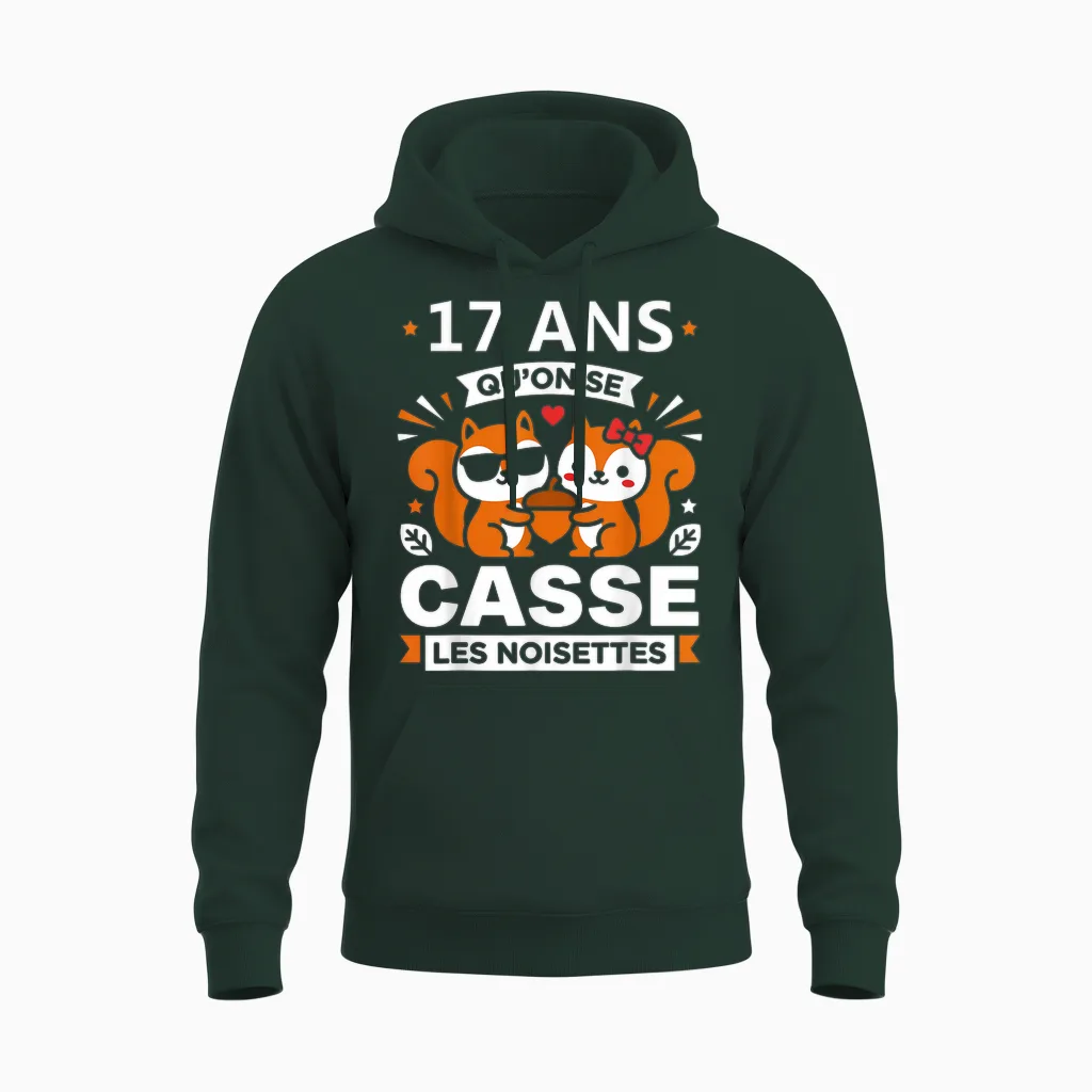 Humour 17 Ans Mariage Drole Anniversaire Couple 17 Ans Unisex Hoodie in Forest