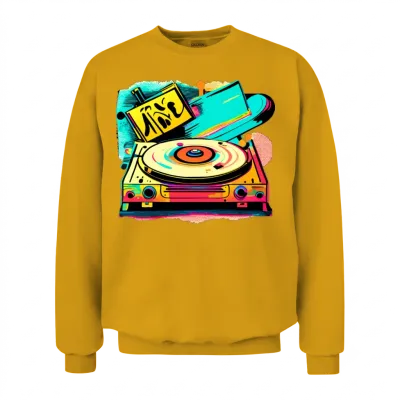 Retro Vinyl Vibes Unisex Sweatshirt - Gold