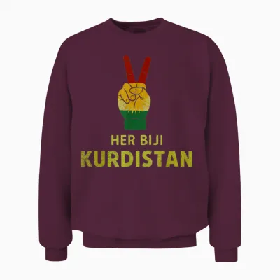 Her Biji Kurdistan Victory Sign Kurdish Unisex Sweatshirt - Maroon