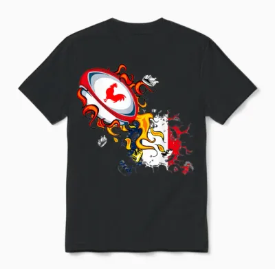 Rugby Shirt Player Child Man Flag Rooster Men Women T-Shirt, Black, S Unisex T-Shirt - Black