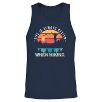 Life Is Better When Hiking — & Outdoors Unisex Tank Top - Navy – 2