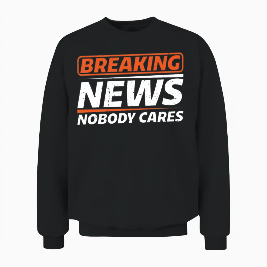Breaking News, Nobody Cares 14 Unisex Sweatshirt in Black