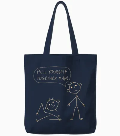 Pull Yourself Together Man Boys Sarcasm Sarcastic for Son Tote Bags - Navy