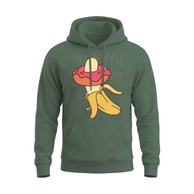Banana Donut Yummy Delicious Funny Unisex Hoodie - Military Green