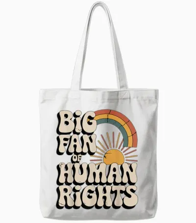 Vintage Rainbow Is a Big Fan of Human Rights Tote Bags - White
