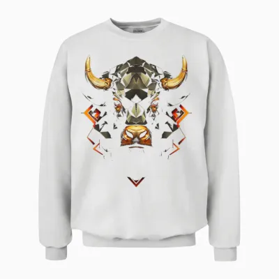 Bull Polygon Animal Graphic Art Bull T-Shirt, Black Unisex Sweatshirt - White