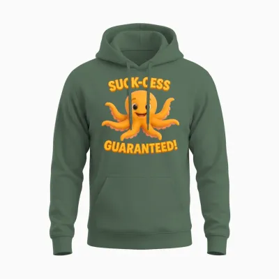 Suck-Cess Guaranteed Funny Octopus Unisex Hoodie - Military Green