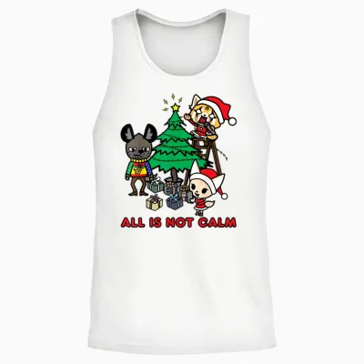 Aggretsuko All Is Not Calm Christmas Unisex Tank Top - White