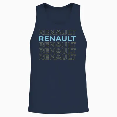 Renault Classic Stacked Text Logo Auto Unisex Tank Top - Navy