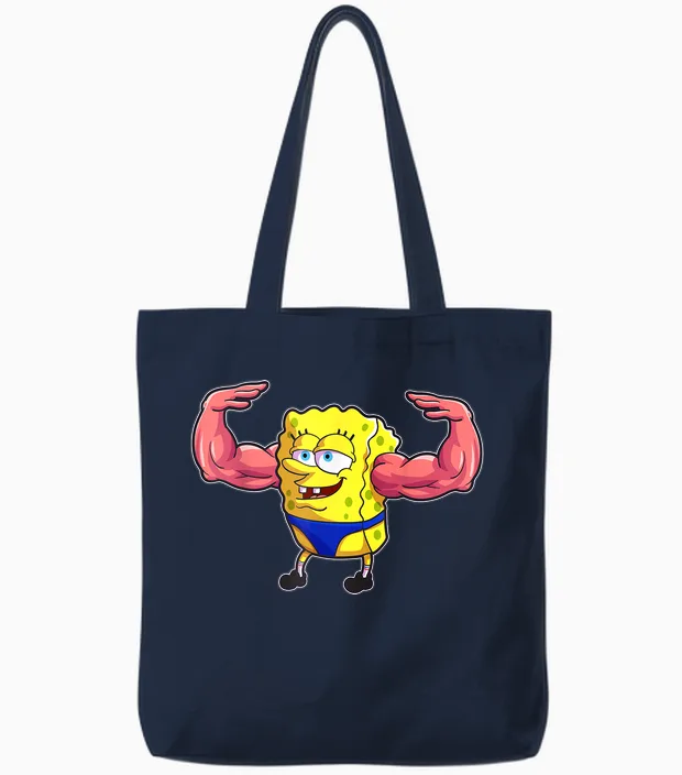 Mademark X Spongebob Squarepants - Spongebob Musclebob Squarepants Tote Bags in Navy