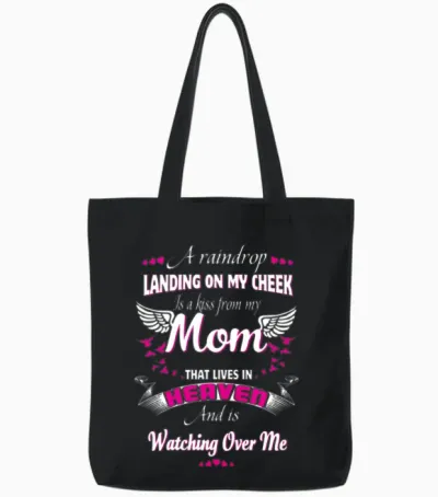 Memorial of Parents in Heaven for Daughter Son Tote Bags - Black