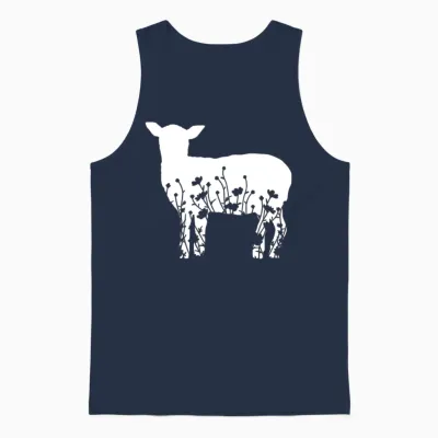 Funny Floral Lamb Unisex Tank Top - Navy