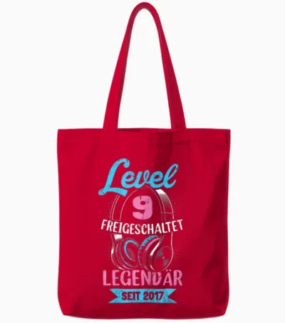 Level 9 Jahre Mädchen Geburtstag Gamer Girl Teenager 2017 Tote Bags - Red