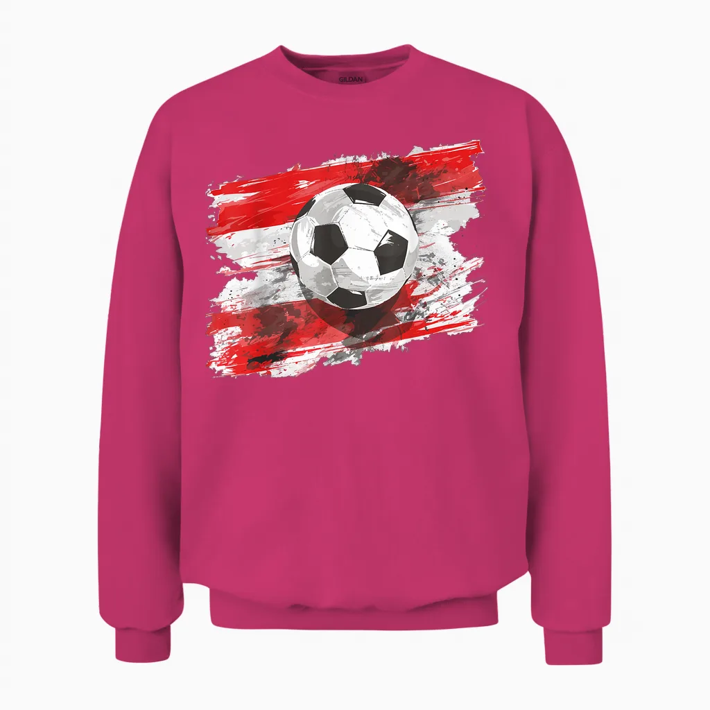 österreich T-Shirt Flagge Fußball Austria Herren & Damen Unisex Sweatshirt in Heliconia