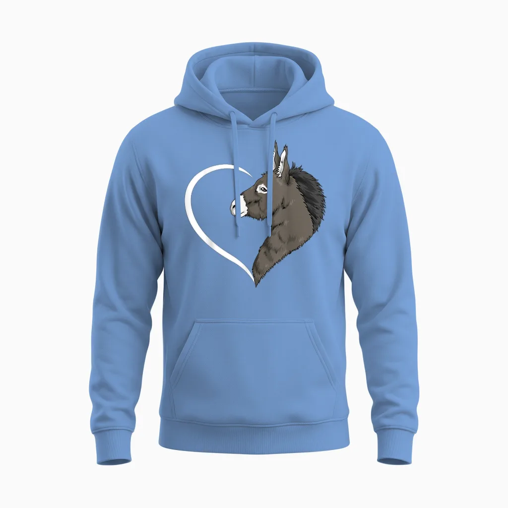 Esel-T-Shirts Für Damen, Mädchen, Kinder, Esel-T-Shirt, Herz Unisex Hoodie in Carolina Blue