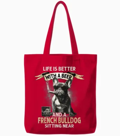 Chien Vintage Cool Papas Drôle Fête Des Pères Bouledogue Français Tote Bags - Red