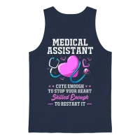 Enough to Stop Your Heart Funny Medical Assistant Unisex Tank Top - Navy – 1
