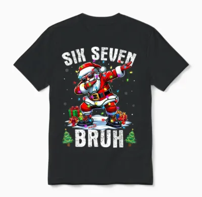 Bruh 67 Six Seven Santa Dabbing Christmas Shirts Boys Unisex T-Shirt - Black