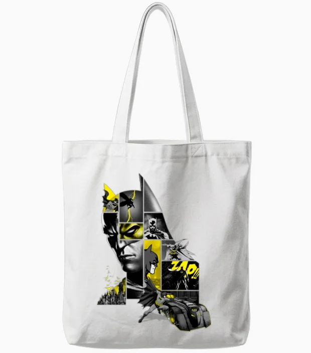 Batman 80 Years Action Batmobil Tote Bags in White