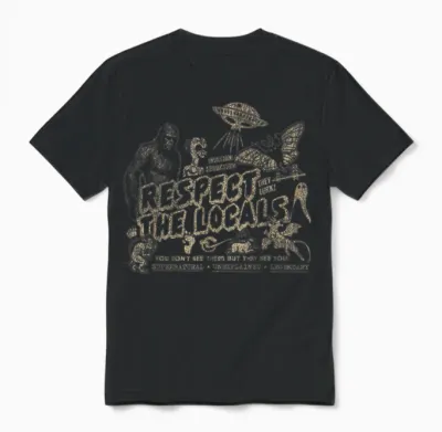 Respect the Locals Cryptids Folklure Funny Bigfoot Alien Unisex T-Shirt - Black