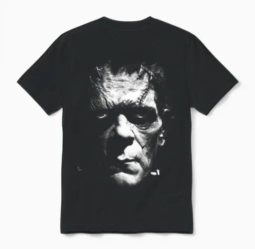 Frankenstein Portrait Classic Halloween Monster Horror Movie Unisex T-Shirt in Black