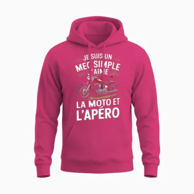 Je Suis Un Mec Simple Motard Cadeau Humour Homme Moto Apéro Unisex Hoodie - Heliconia