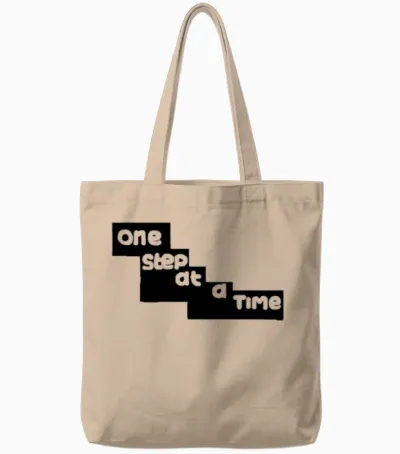 One Step at a Time-Breast Cancer Awareness Tote Bags - Natural