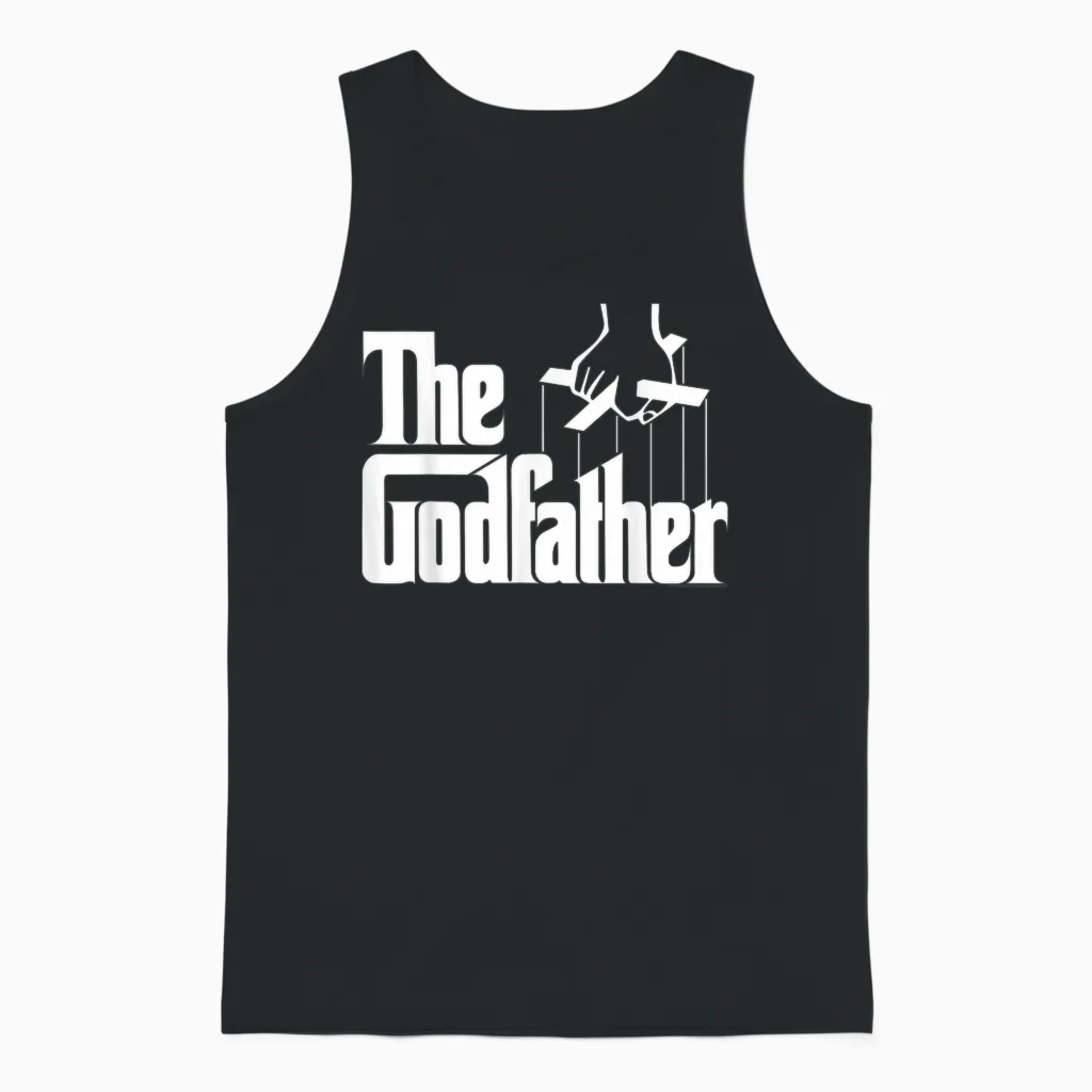 The Godfather Original White Title Logo Unisex Tank Top in Black