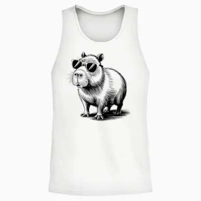Cool Capybara with Sunglasses Funny Capybara Unisex Tank Top - White
