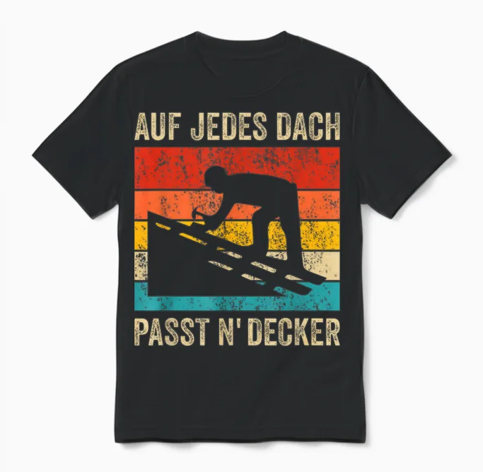 Lustiges Herren Dachdecker Retro Vintage Unisex T-Shirt in Black