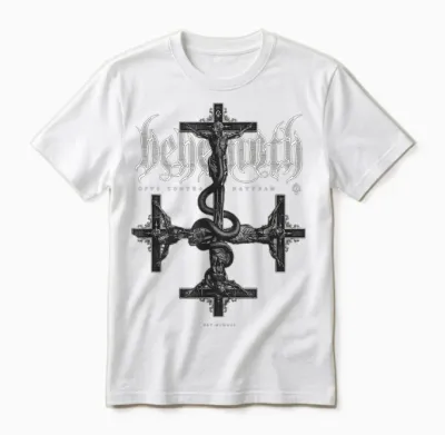 Behemoth Opus Grey Cross T-Shirt, Black Unisex T-Shirt - White