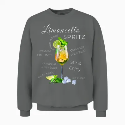 Spritz Limoncello Recipe Summer Cocktail T-Shirt, Black, S Unisex Sweatshirt - Graphite Heather