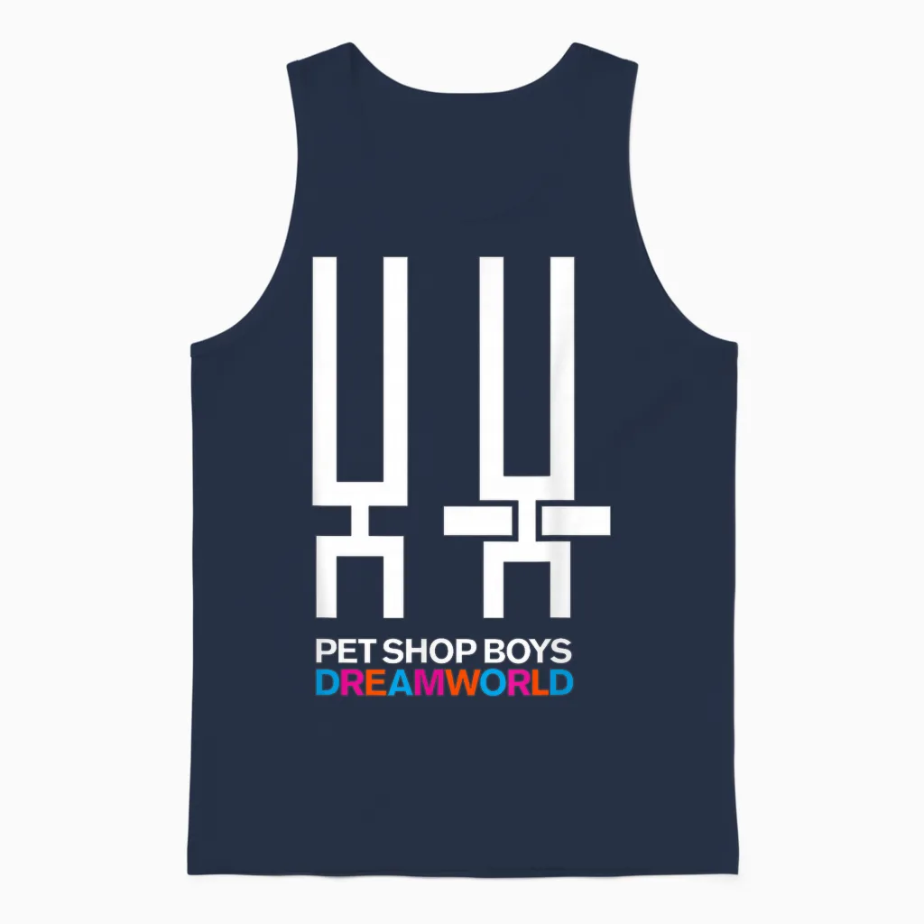 Pet Shop Boys Dreamworld Tour T-Shirt, Blue Unisex Tank Top in Navy