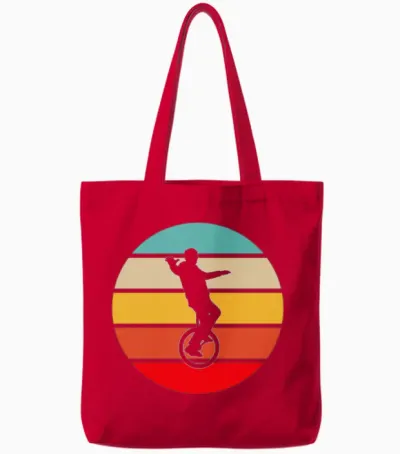 Unicycle Retro Tote Bags - Red