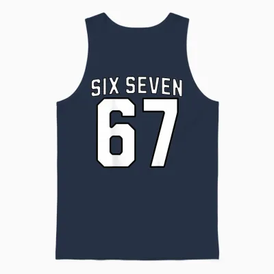 Six Seven Meme 67 Sports Jersey for Boys Girls Kids Teens Unisex Tank Top - Navy