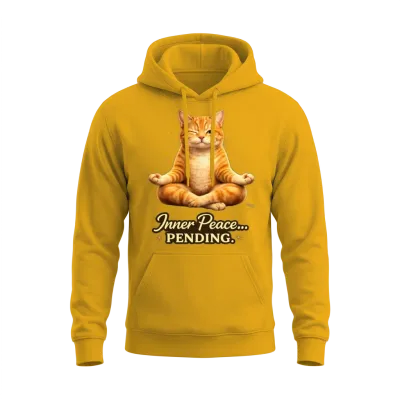 Zen Cat Inner Peace Pending Unisex Hoodie - Gold