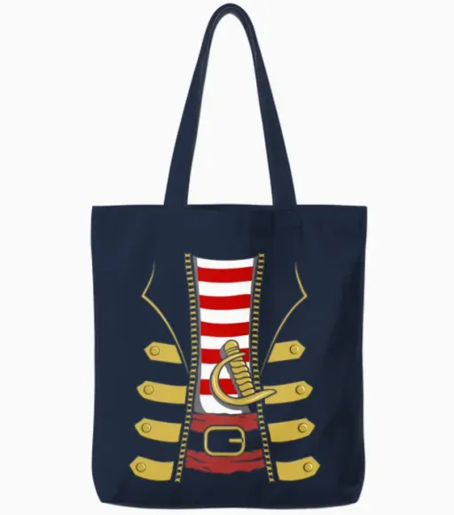 Pirate Captain Flag Skull Family Party Costume Fun Tote Bags in Navy