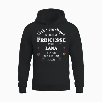 Women's Princess Humour Gift Personalized Name Lana Unisex Hoodie - Black