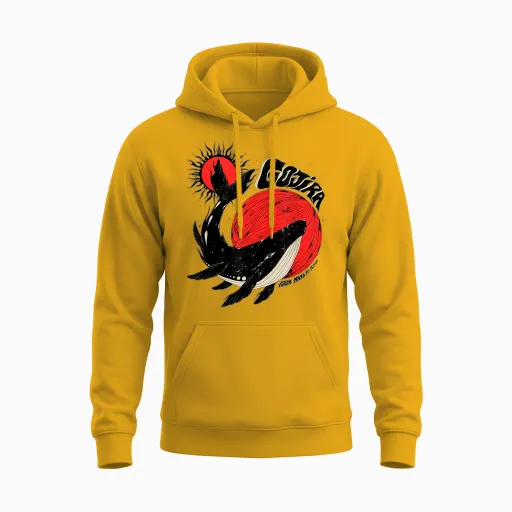 Gojira Whale Sun Moon Unisex Hoodie - Gold