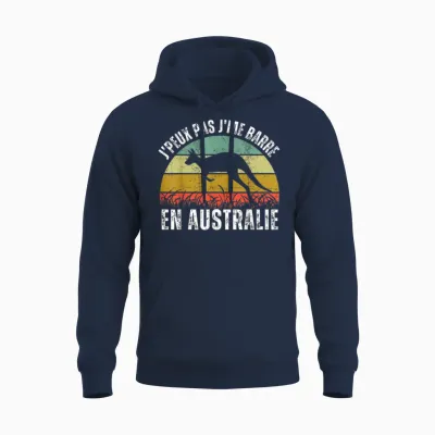 Je Peux Pas Je Me Barre En Australia Gift Australian Retro T-Shirt, Black, S Unisex Hoodie - Navy