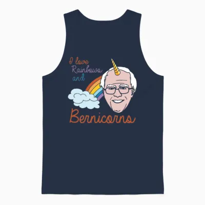 I Love Rainbows and Bernicorns Unisex Tank Top - Navy