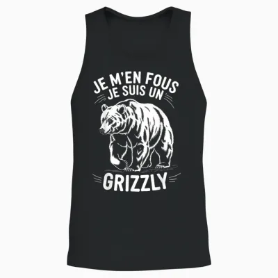 I Don't Care I'm a Grizzly Animal Gift Funny Grizzly T-Shirt, Black, S Unisex Tank Top - Black