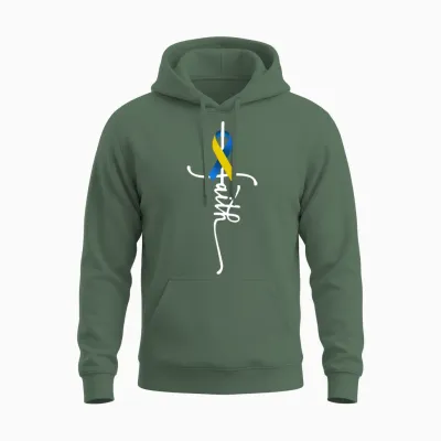 Down Syndrome Faith Down Syndrome Awareness Gifts Unisex Hoodie - Military Green