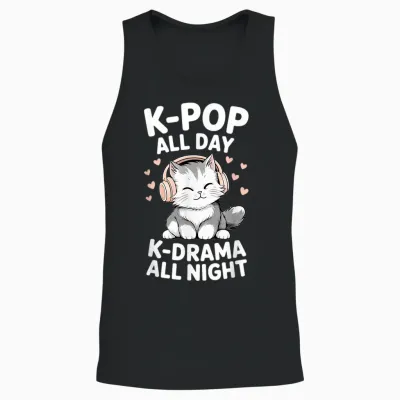 K-Pop All Day K-Drama All Night Drame Coréen Drama Drama Unisex Tank Top - Black
